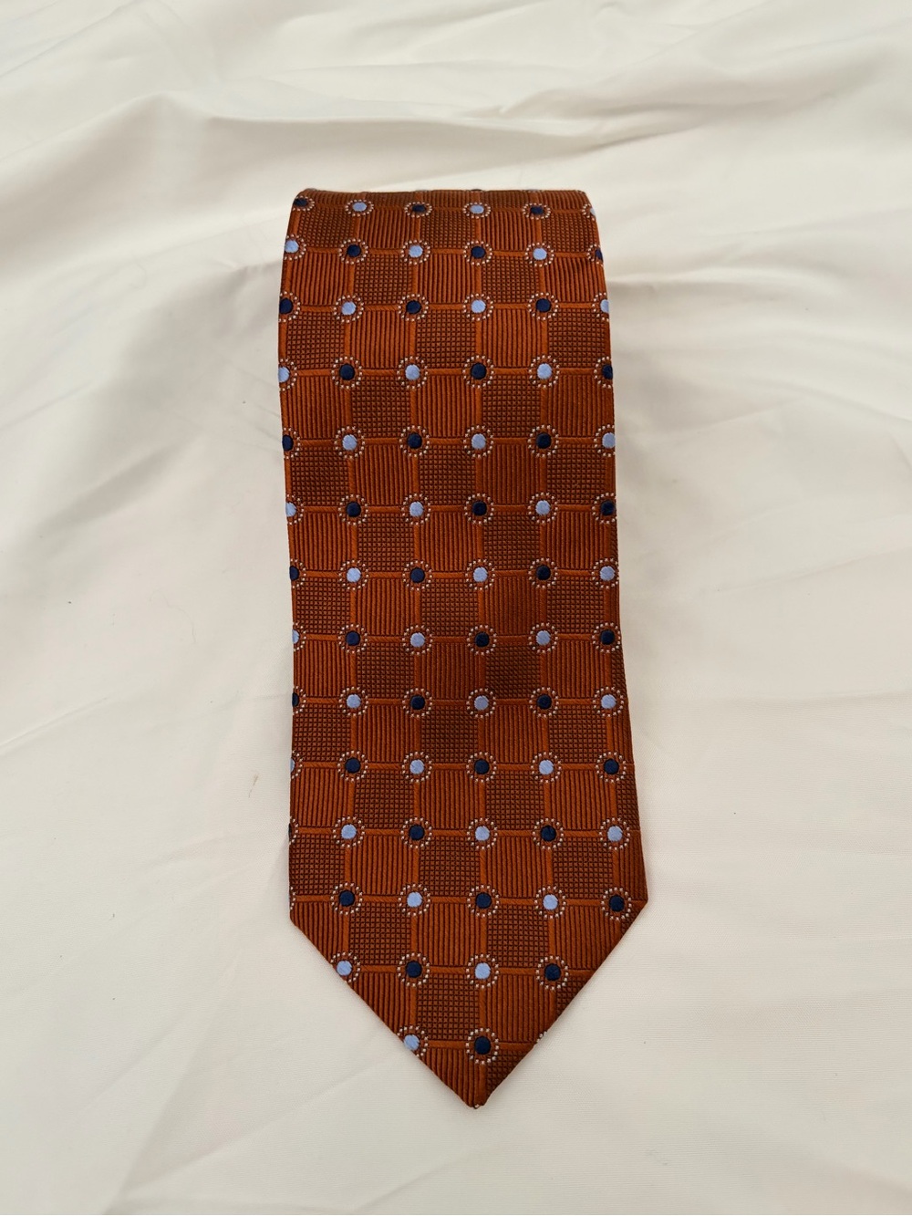 Jos. A. Bank Rust Brown Tie with Navy and Light Blue Dots